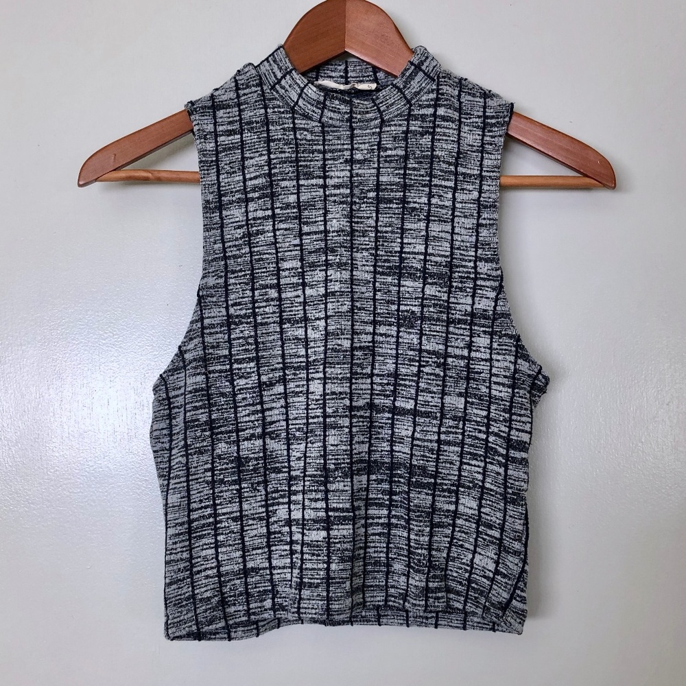 Chloe + Katie Mock Neck Sleeveless Knit Crop Top